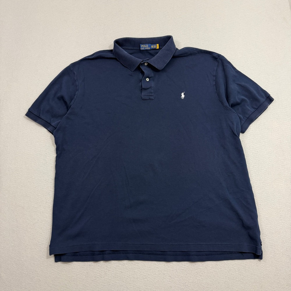 Polo Ralph Lauren Shirt Men's 2XLT Navy Blue Short Sleeve Classic Fit Pony Logo
